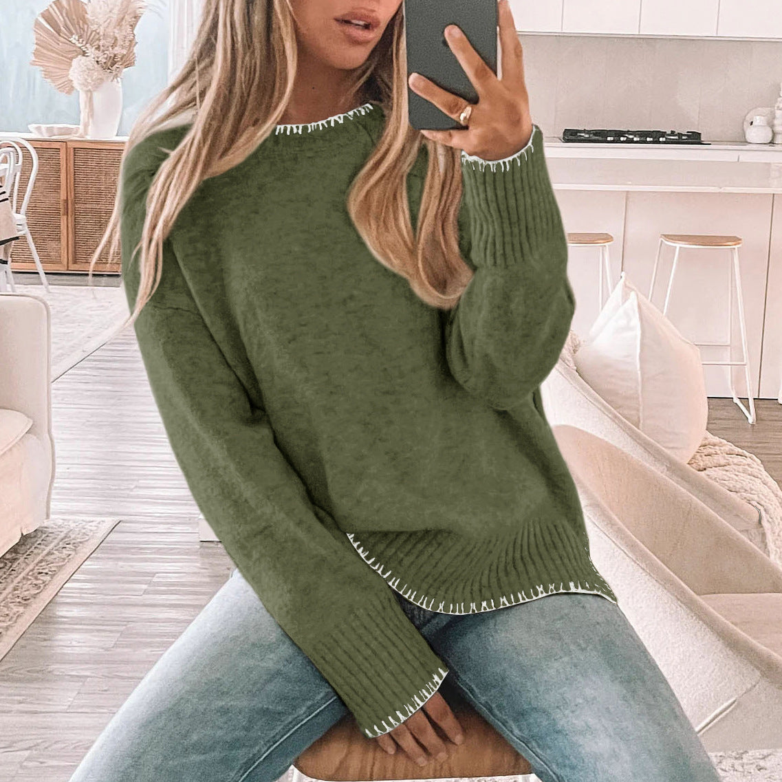 Damen - Strickpullover - Übergröße - Gemütlicher Stil für kalte Tage - Bequeme Mode