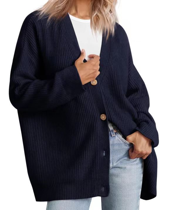 Damen - Gestreifte Strickjacke mit Knopfleiste - Weichem Strickstoff - Klassisches Design - Entspannte Passform