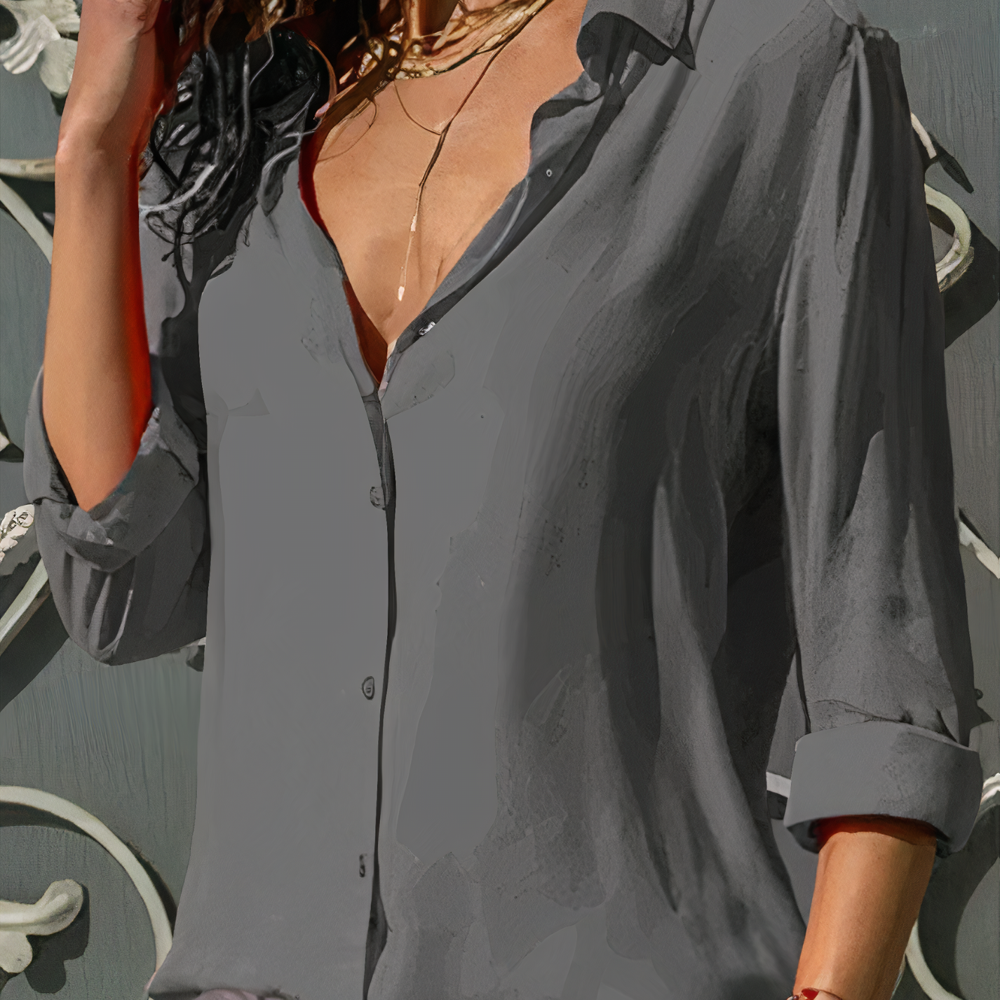 Damen - Bluse - Hochwertiger Chiffon - Eleganter & anmutiger Stil - Vielseitig für jeden Anlass