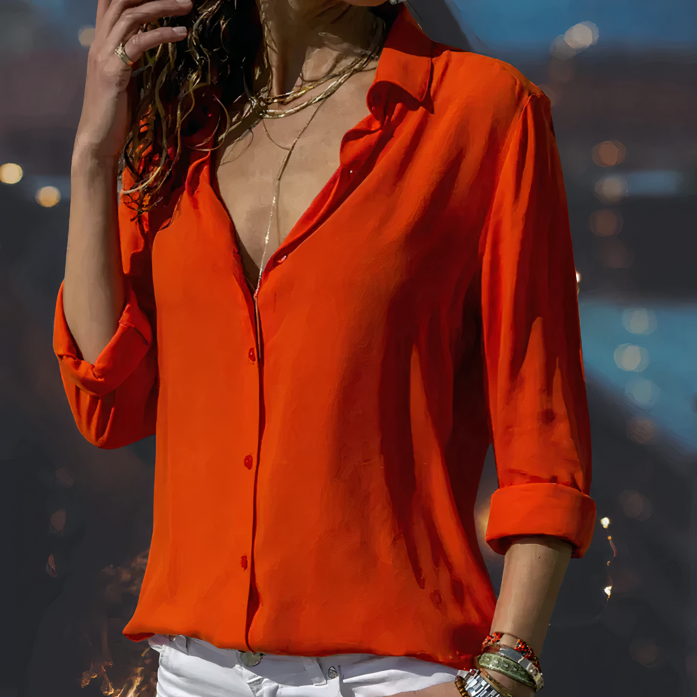 Damen - Bluse - Hochwertiger Chiffon - Eleganter & anmutiger Stil - Vielseitig für jeden Anlass
