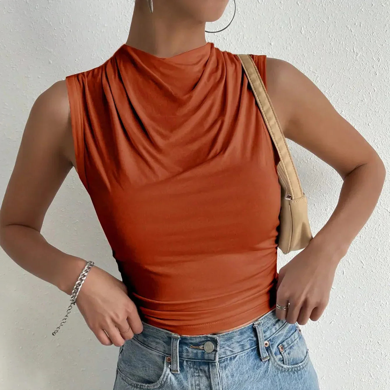 Damen - Ärmellose Sommerbluse - Weicher und dehnbarer Stoff - Stilvolles Design - Lässige Mode für warme Tage