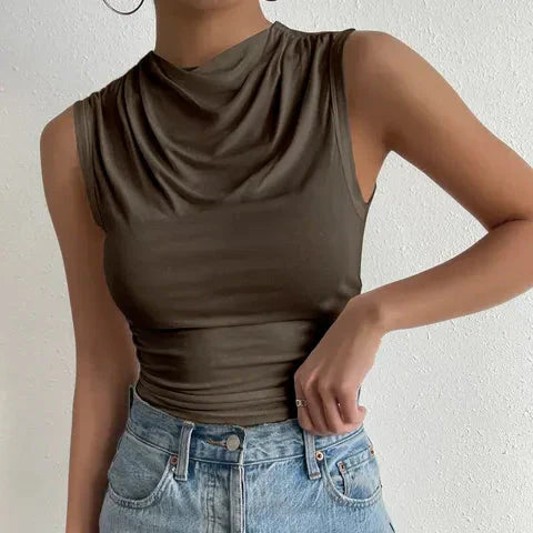Damen - Ärmellose Sommerbluse - Weicher und dehnbarer Stoff - Stilvolles Design - Lässige Mode für warme Tage