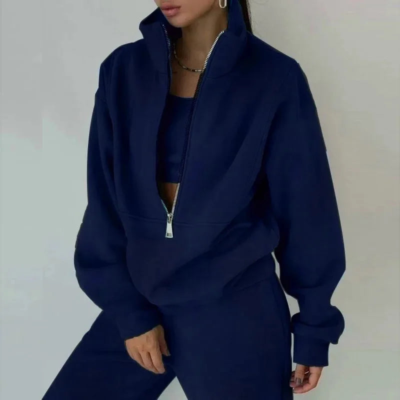 Damen - Lässiges Winter-Set - Kuscheliges Sweatshirt & Hose aus weichem Material - Gemütlicher Look für kalte Tage