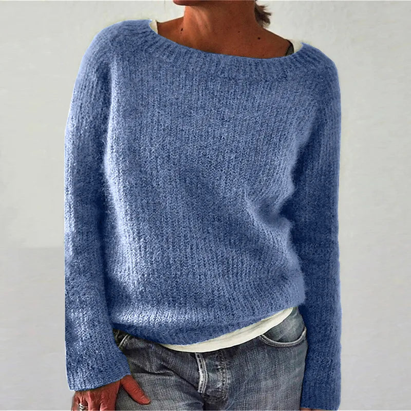 Damen - Langärmeliger Strickpullover - Weichem Strick - Lockere Passform - Bequeme und Stilvolle Strickmode