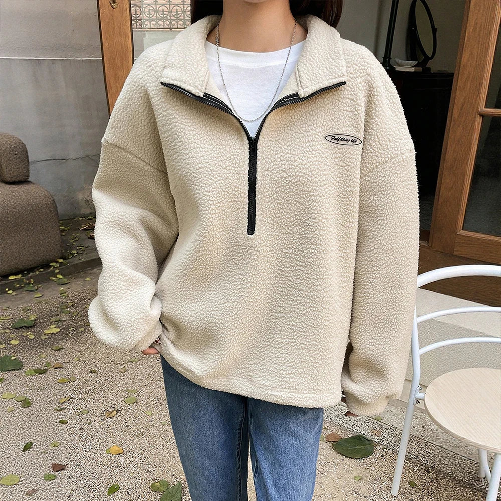 Damen - Kuscheliges Winter Sweatshirt - Halber Reißverschluss - Gemütlicher Begleiter für kalte Tage