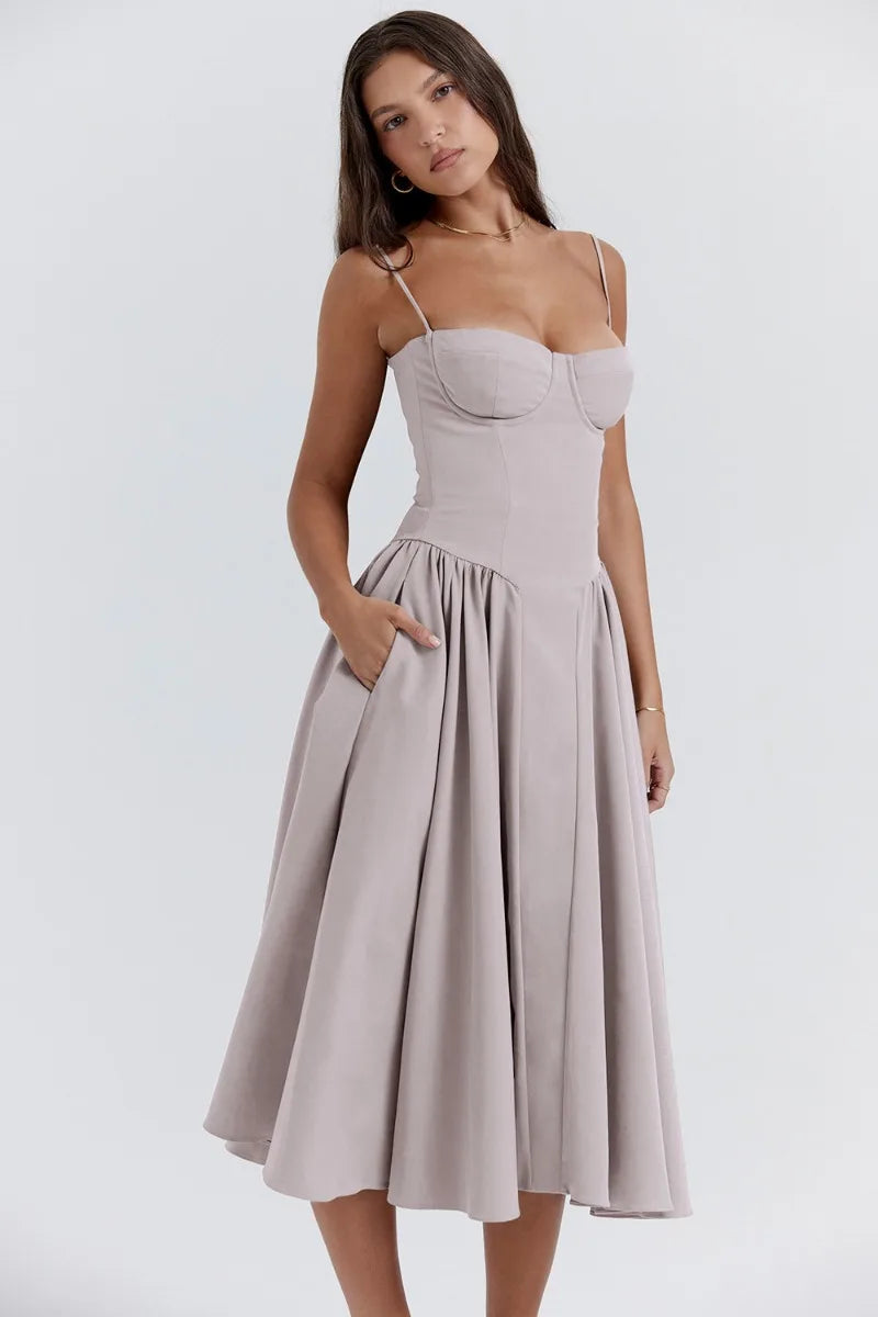 Jutte - Ärmelloses Damen-Midikleid