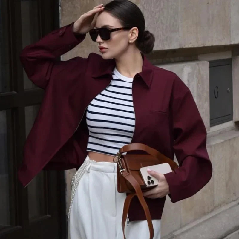 Damen - Gekürzte Bomberjacke - Moderner Schnitt - Stilvolle und Bequeme Jacke für Jedes Outfit