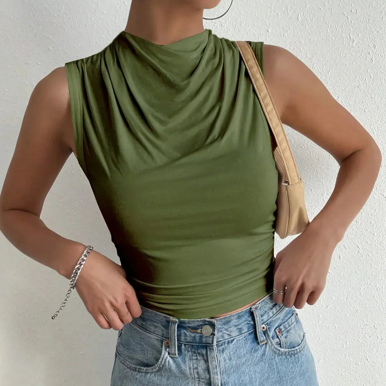 Damen - Ärmellose Sommerbluse - Weicher und dehnbarer Stoff - Stilvolles Design - Lässige Mode für warme Tage