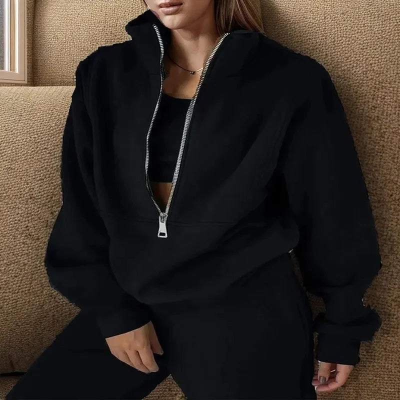 Damen - Lässiges Winter-Set - Kuscheliges Sweatshirt & Hose aus weichem Material - Gemütlicher Look für kalte Tage