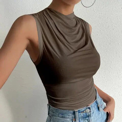Damen - Ärmellose Sommerbluse - Weicher und dehnbarer Stoff - Stilvolles Design - Lässige Mode für warme Tage
