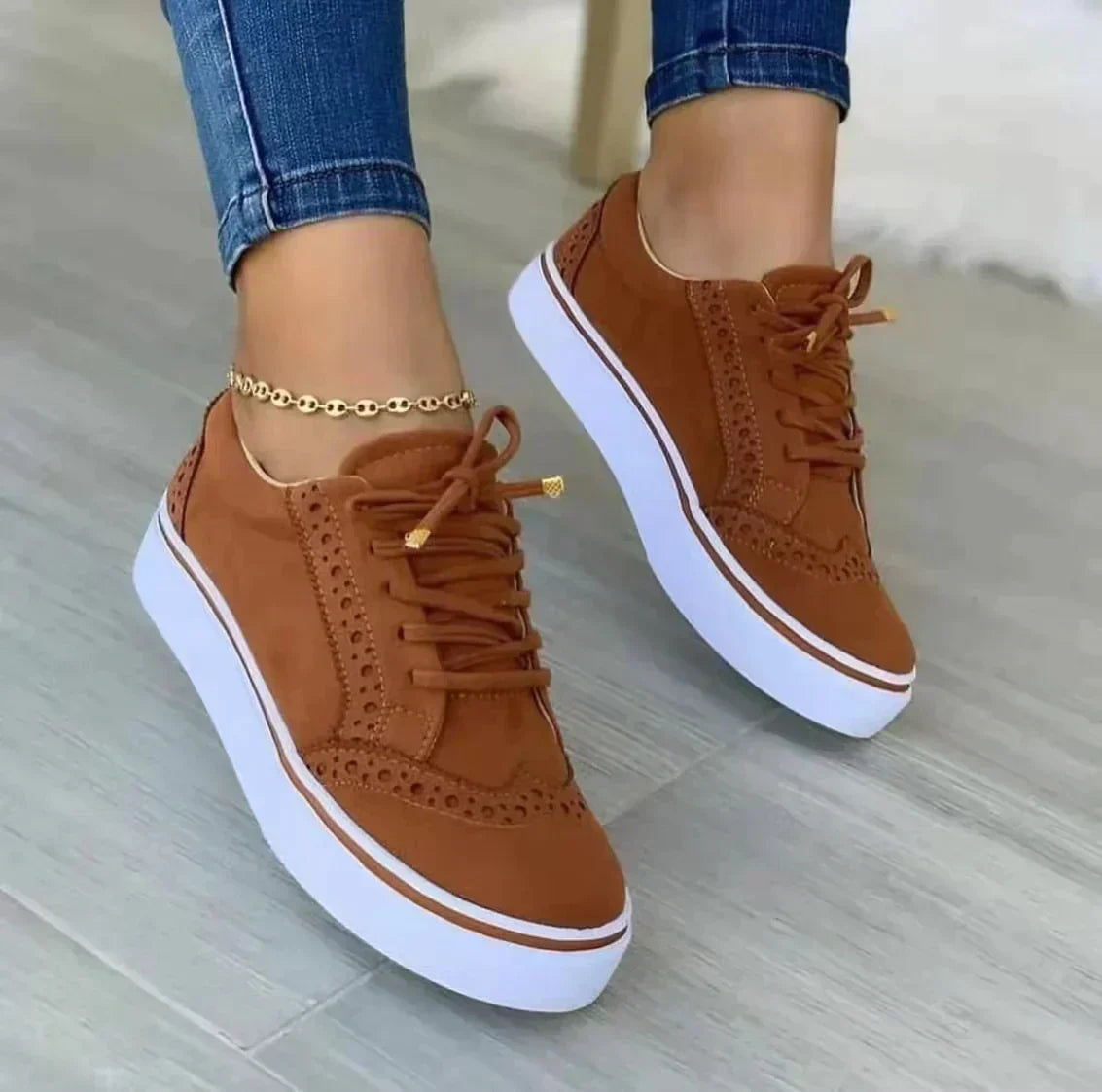 Damen - Bequeme Laufschuhe - Leder - Leicht & Atmungsaktiv - Perfekt für Fitness und Alltag