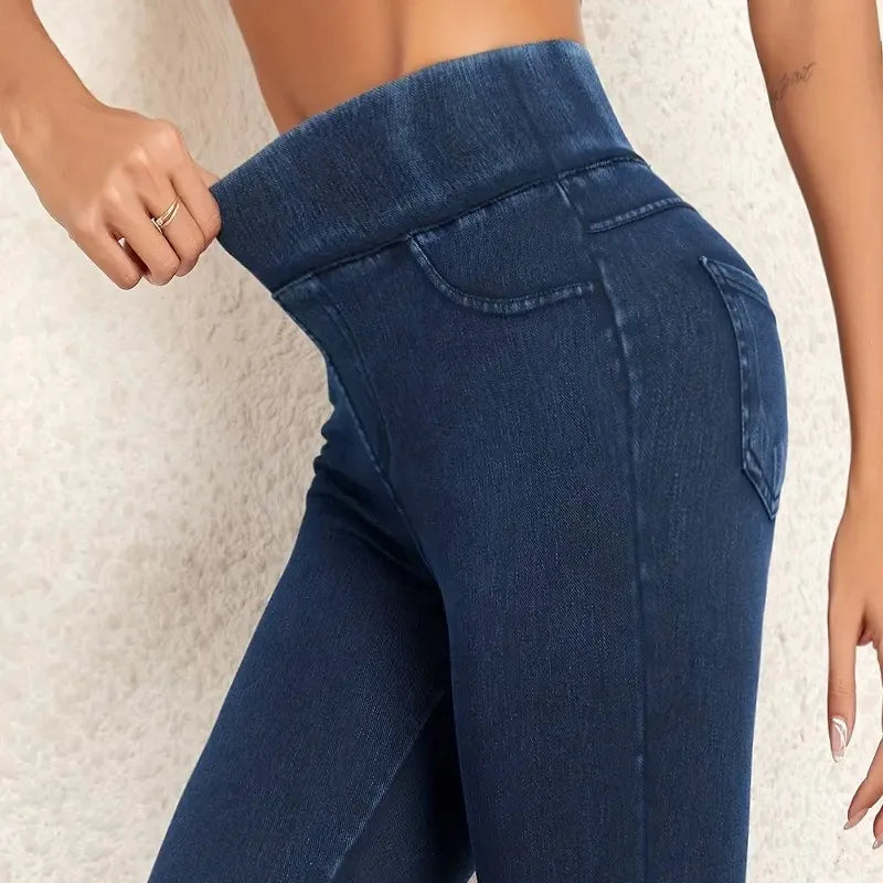 Damen - Stylische Jeggings - Hoher Taille - Bequemer Trendy Fit - Modische Damenmode