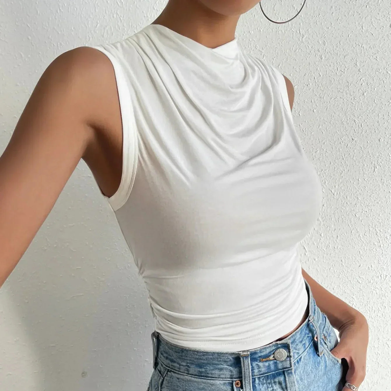 Damen - Ärmellose Sommerbluse - Weicher und dehnbarer Stoff - Stilvolles Design - Lässige Mode für warme Tage