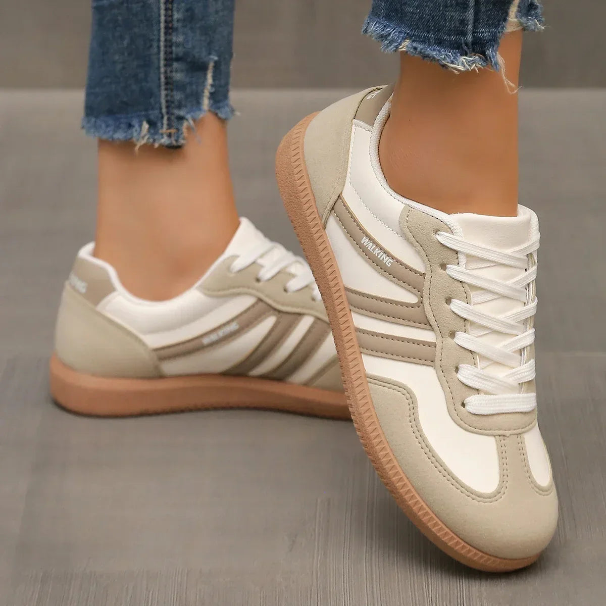Damen - Walking Sneakers - Hochwertiges Material - Gepolsterte Sohle - Bequeme und unterstützende Schuhe für den Alltag