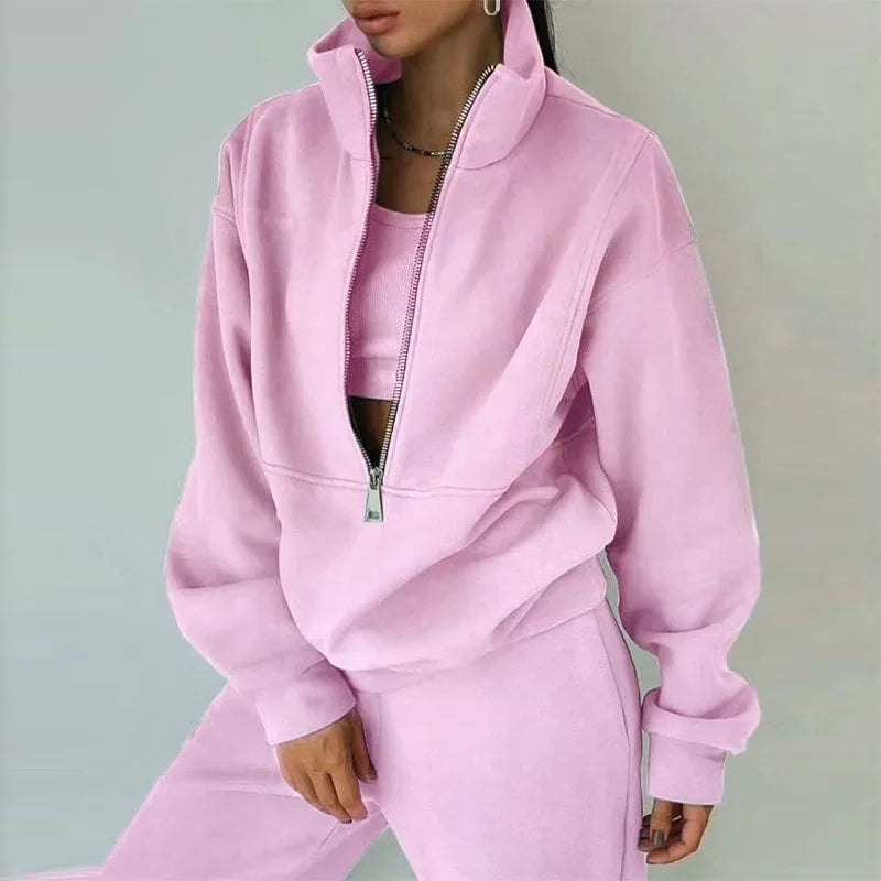 Damen - Lässiges Winter-Set - Kuscheliges Sweatshirt & Hose aus weichem Material - Gemütlicher Look für kalte Tage