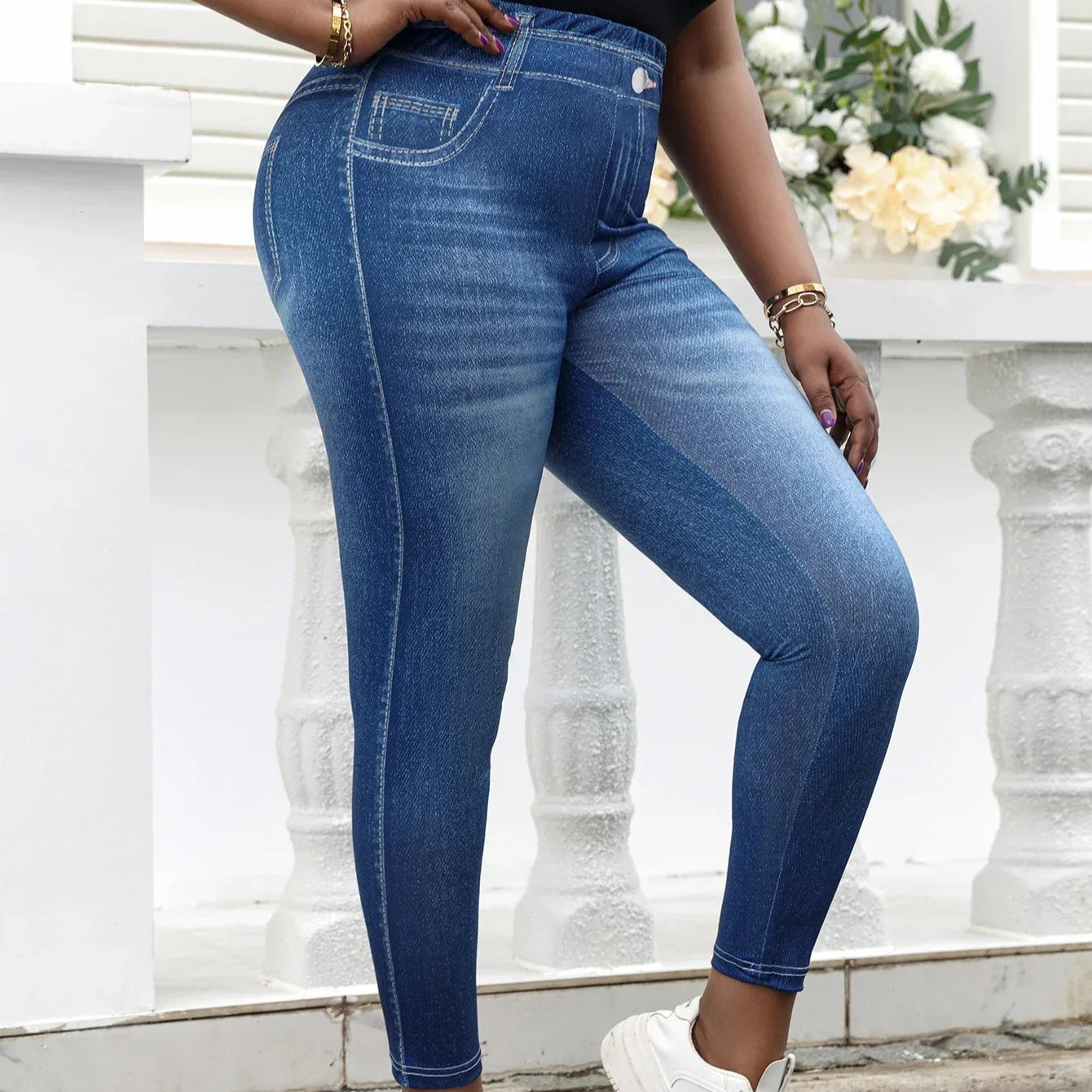 Damen - Jeggings in Übergrößen - Bequemes Stretch Material - Ideal für Alltag und Freizeit