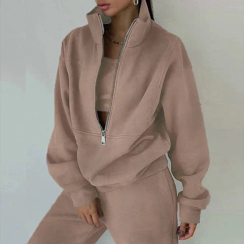 Damen - Lässiges Winter-Set - Kuscheliges Sweatshirt & Hose aus weichem Material - Gemütlicher Look für kalte Tage