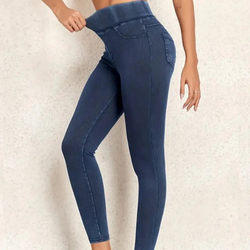 Damen - Stylische Jeggings - Hoher Taille - Bequemer Trendy Fit - Modische Damenmode