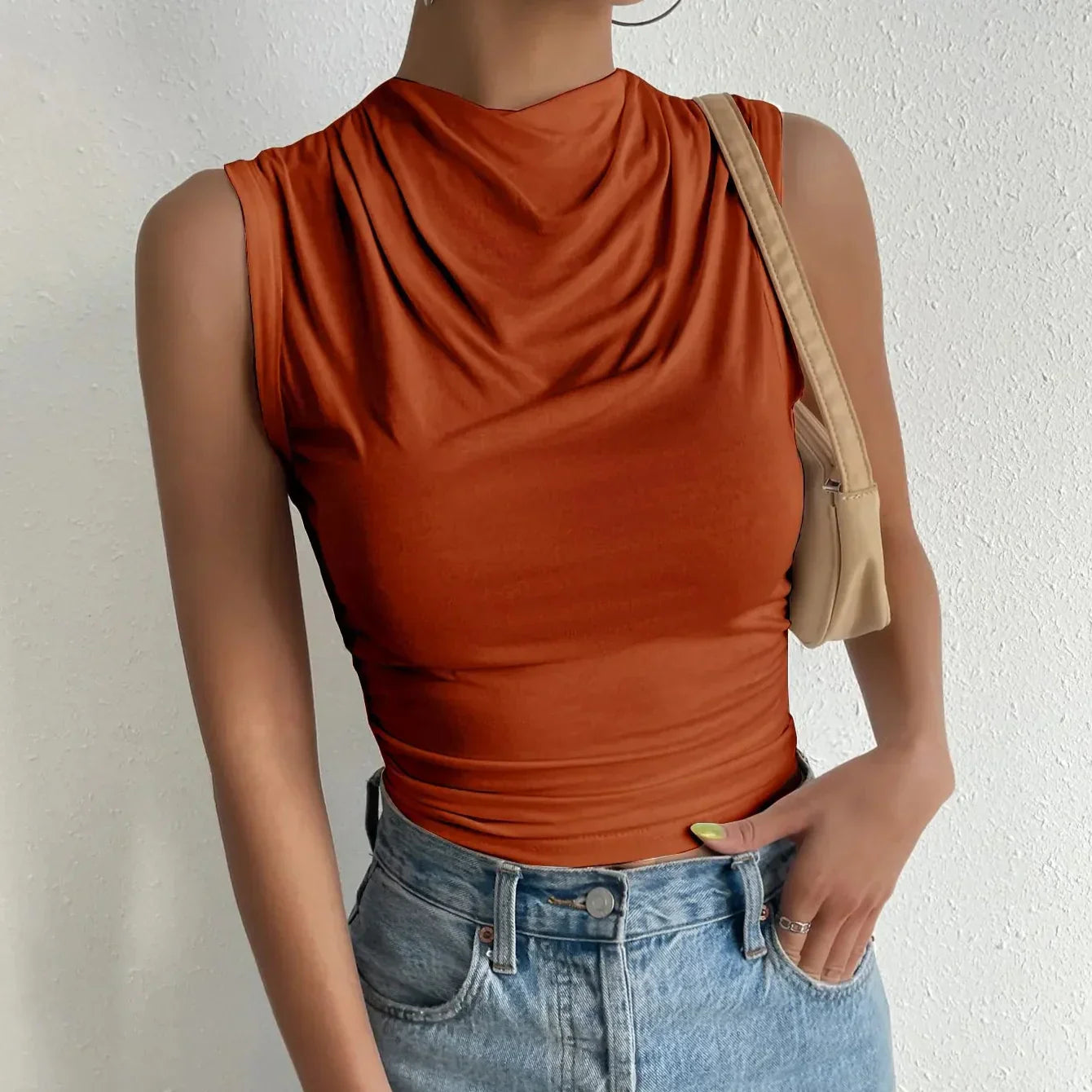 Damen - Ärmellose Sommerbluse - Weicher und dehnbarer Stoff - Stilvolles Design - Lässige Mode für warme Tage