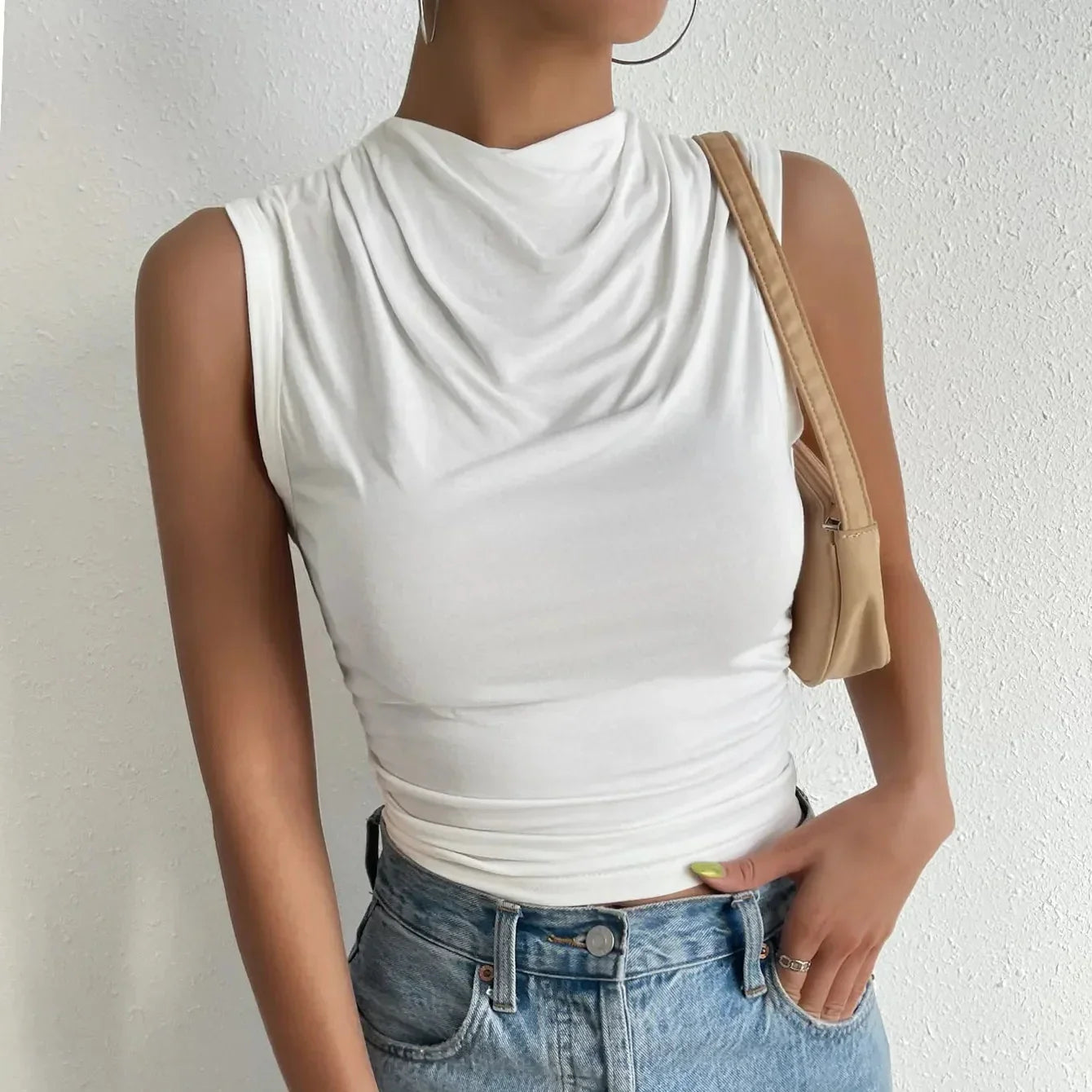 Damen - Ärmellose Sommerbluse - Weicher und dehnbarer Stoff - Stilvolles Design - Lässige Mode für warme Tage
