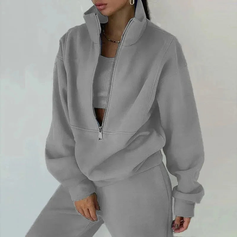 Damen - Lässiges Winter-Set - Kuscheliges Sweatshirt & Hose aus weichem Material - Gemütlicher Look für kalte Tage