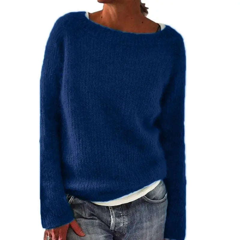 Damen - Langärmeliger Strickpullover - Weichem Strick - Lockere Passform - Bequeme und Stilvolle Strickmode