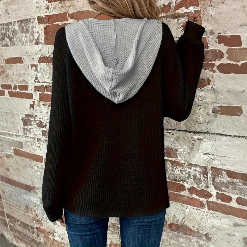 Damen - Kuscheliges Kapuzensweatshirt - Weiches Material - Kontrastierender Kapuze - Bequemer Alltags Stil