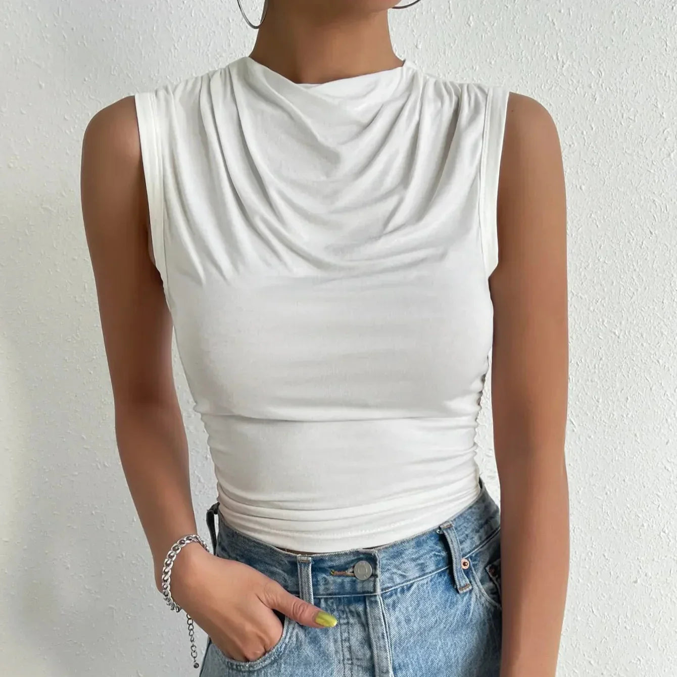 Damen - Ärmellose Sommerbluse - Weicher und dehnbarer Stoff - Stilvolles Design - Lässige Mode für warme Tage