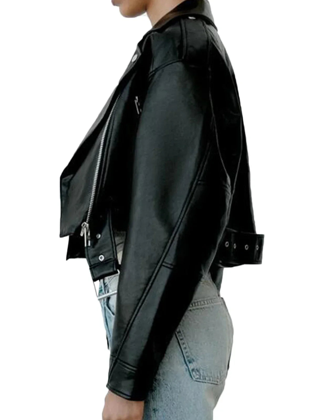 Damen - Klassische Bikerjacke - Robustes Material - Lässiger Stil - Einen zeitlosen Look