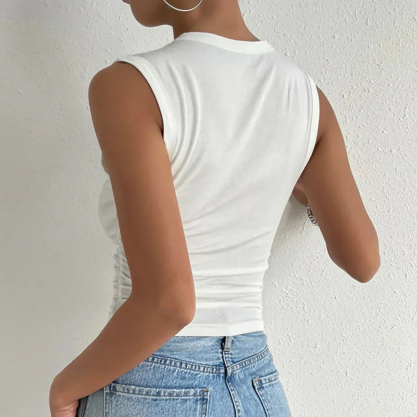 Damen - Ärmellose Sommerbluse - Weicher und dehnbarer Stoff - Stilvolles Design - Lässige Mode für warme Tage