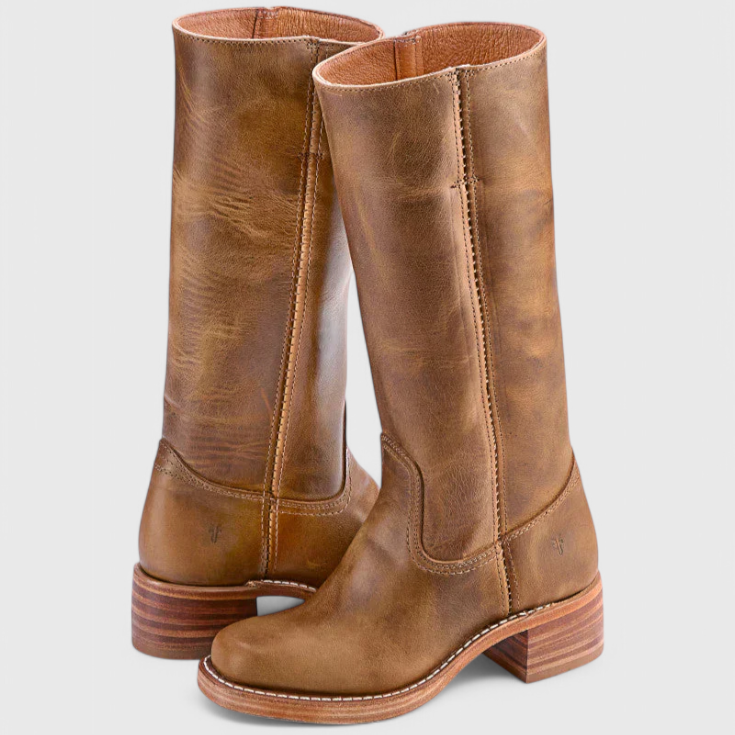 Damen - Kniehohe Stiefel - Runder Spitze - Bequemer Stacked Heel für stilvolle Auftritte