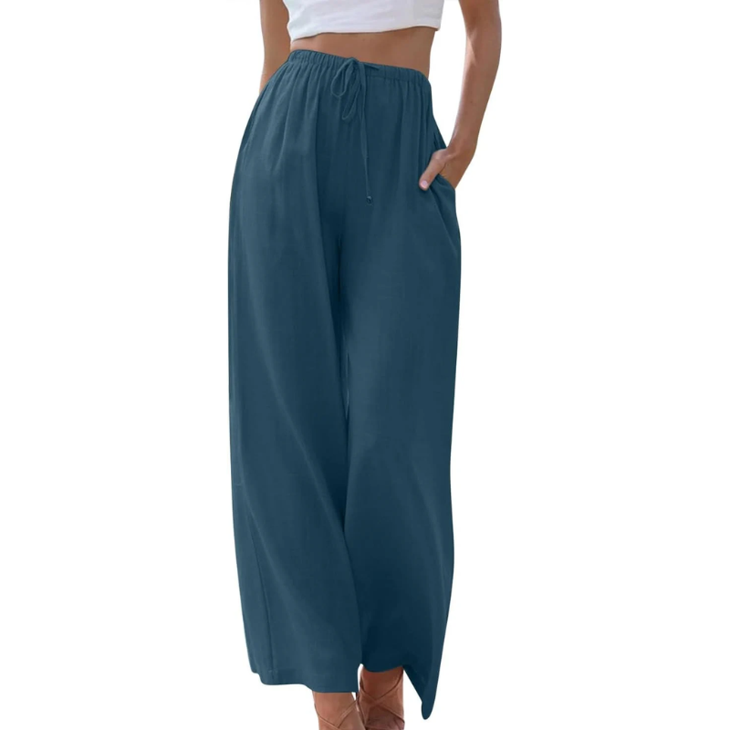 Damen - Elegante Hose - Baumwoll-Leinen-Mischung - Seitentaschen - Stilvoller Komfort für jeden Anlass