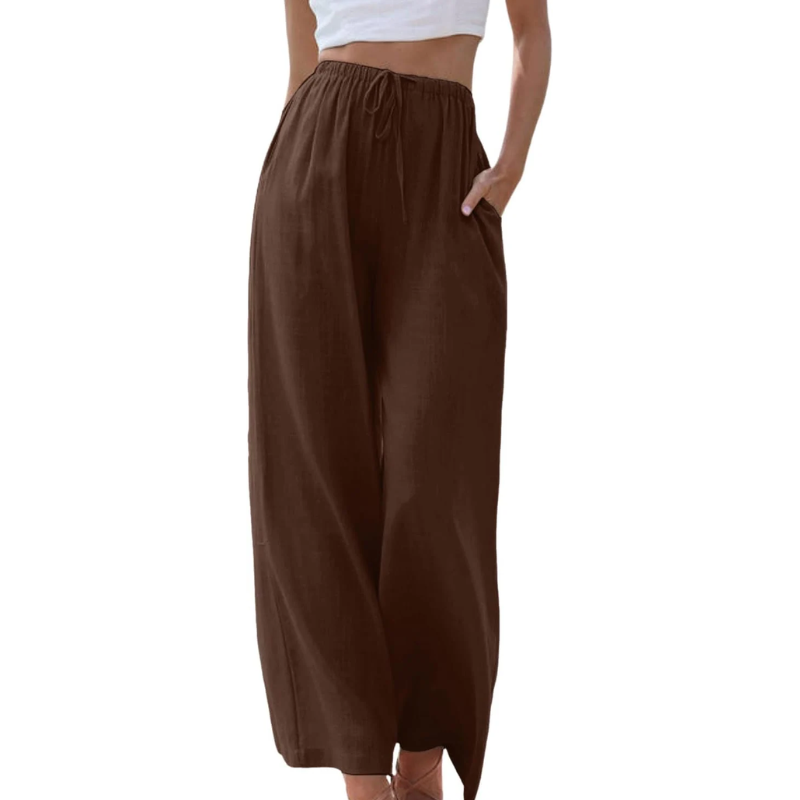 Damen - Elegante Hose - Baumwoll-Leinen-Mischung - Seitentaschen - Stilvoller Komfort für jeden Anlass