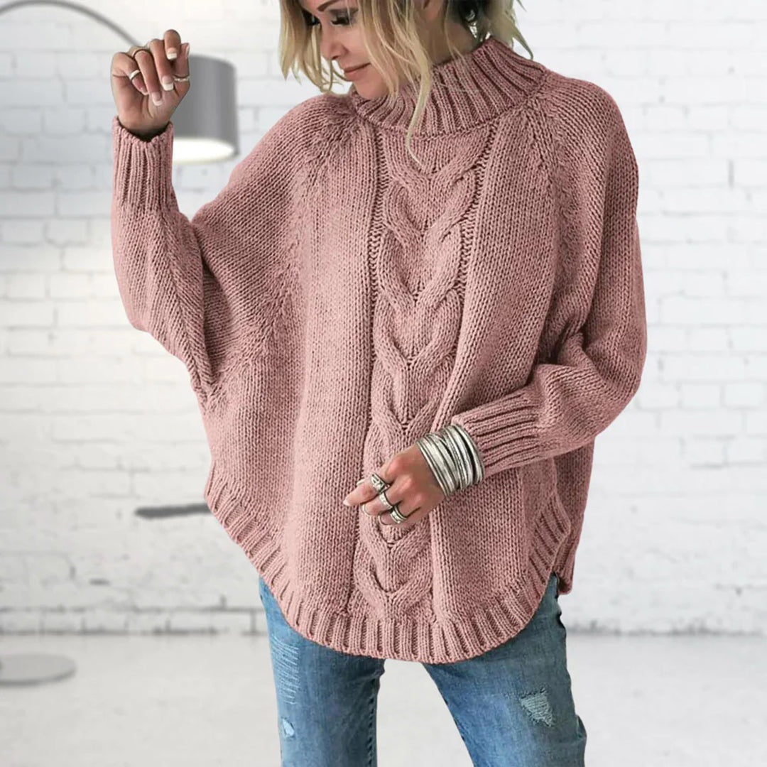 Damen - Pullover mit Trichterkragen - Gemütlicher Kabelstrick-Stil - Ideal für die kühle Jahreszeit