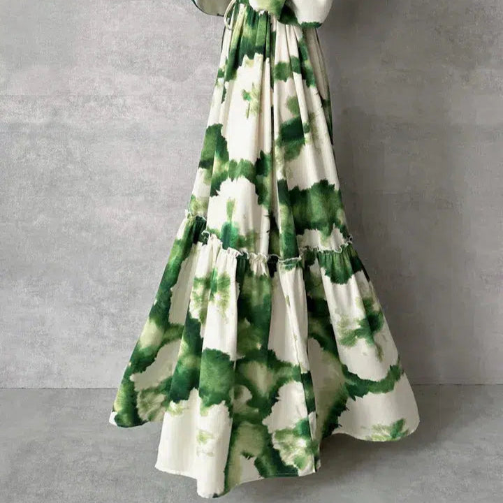 Damen - Maxikleid mit langen Ärmeln - Weicher Stoff - V-Ausschnitt - Eleganter, fließender Stil für jeden Anlass