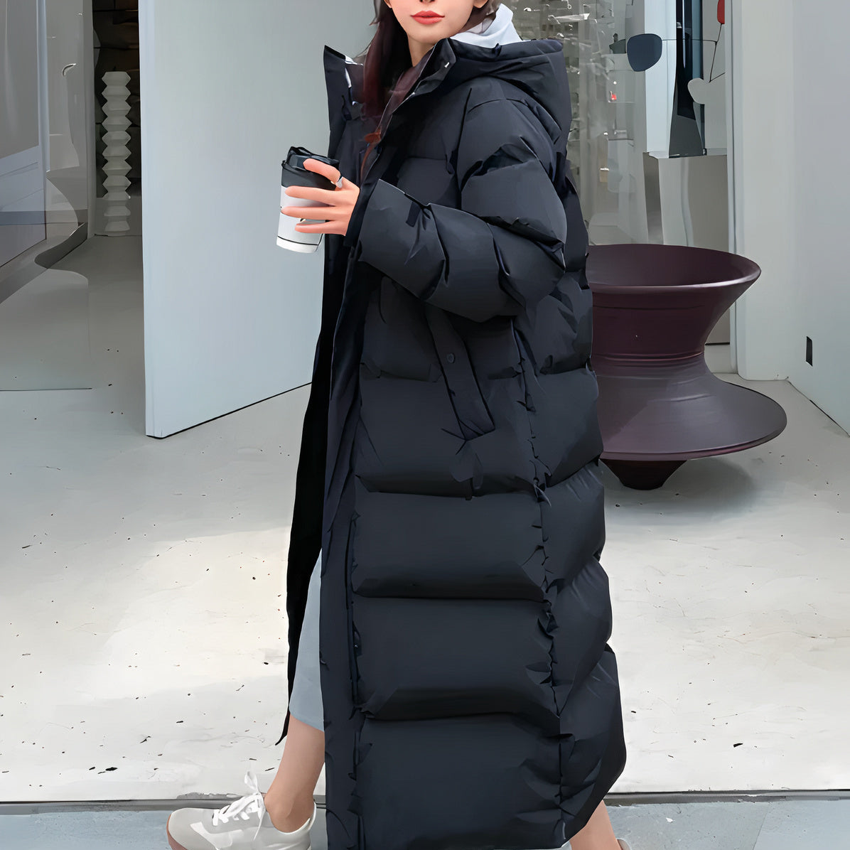 Damen - Wattierter Mantel - Kapuze - Warm & Stylisch - Idealer Begleiter für kalte Tage