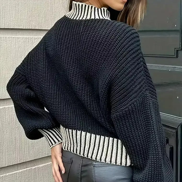Damen - Pullover - Geripptem Rundhalsausschnitt - Kuscheliger Strickstil für gemütliche Tage