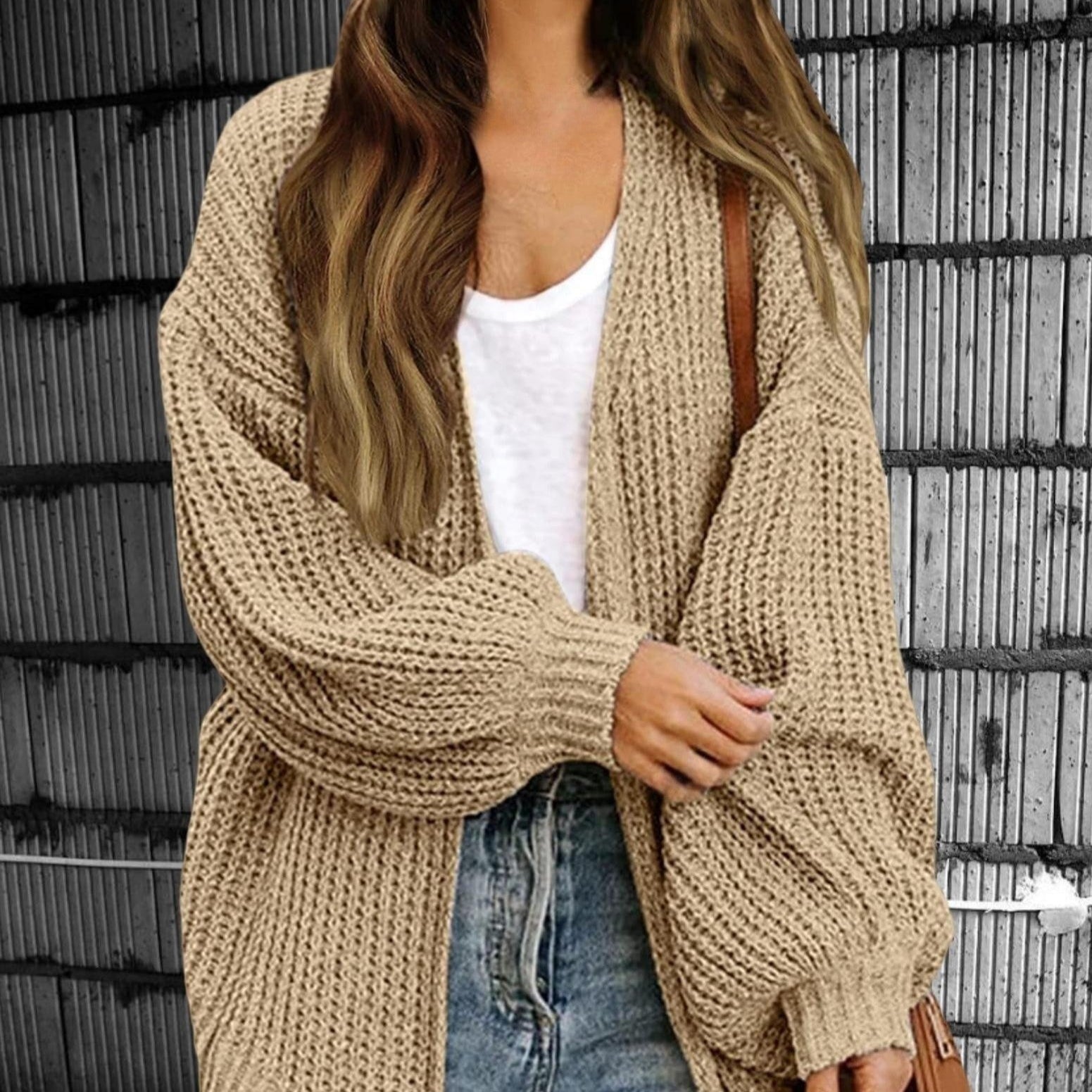 Damen - Strickjacke - Offene Vorderseite - Übergröße Stil - Modischer Begleiter für jeden Anlass
