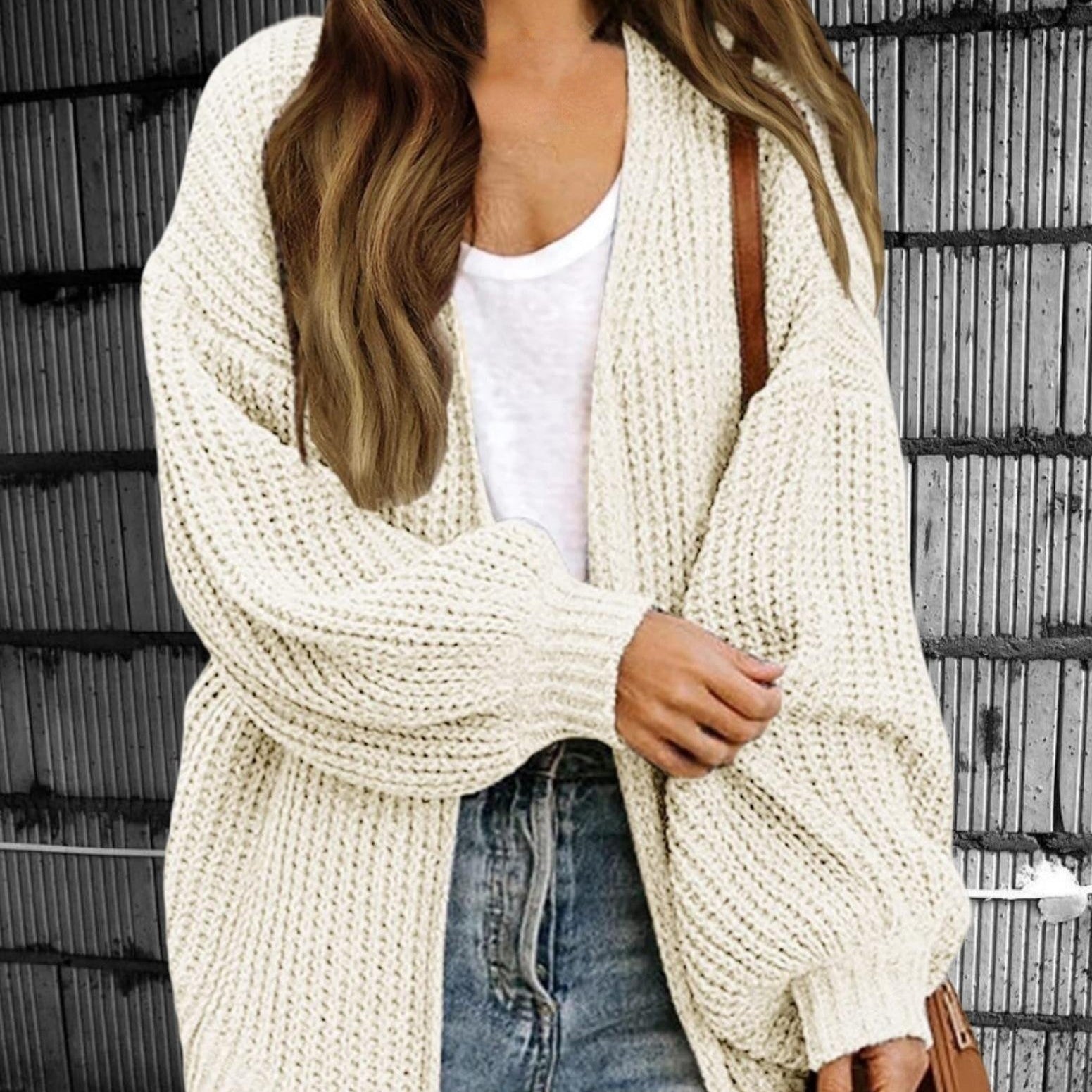 Damen - Strickjacke - Offene Vorderseite - Übergröße Stil - Modischer Begleiter für jeden Anlass