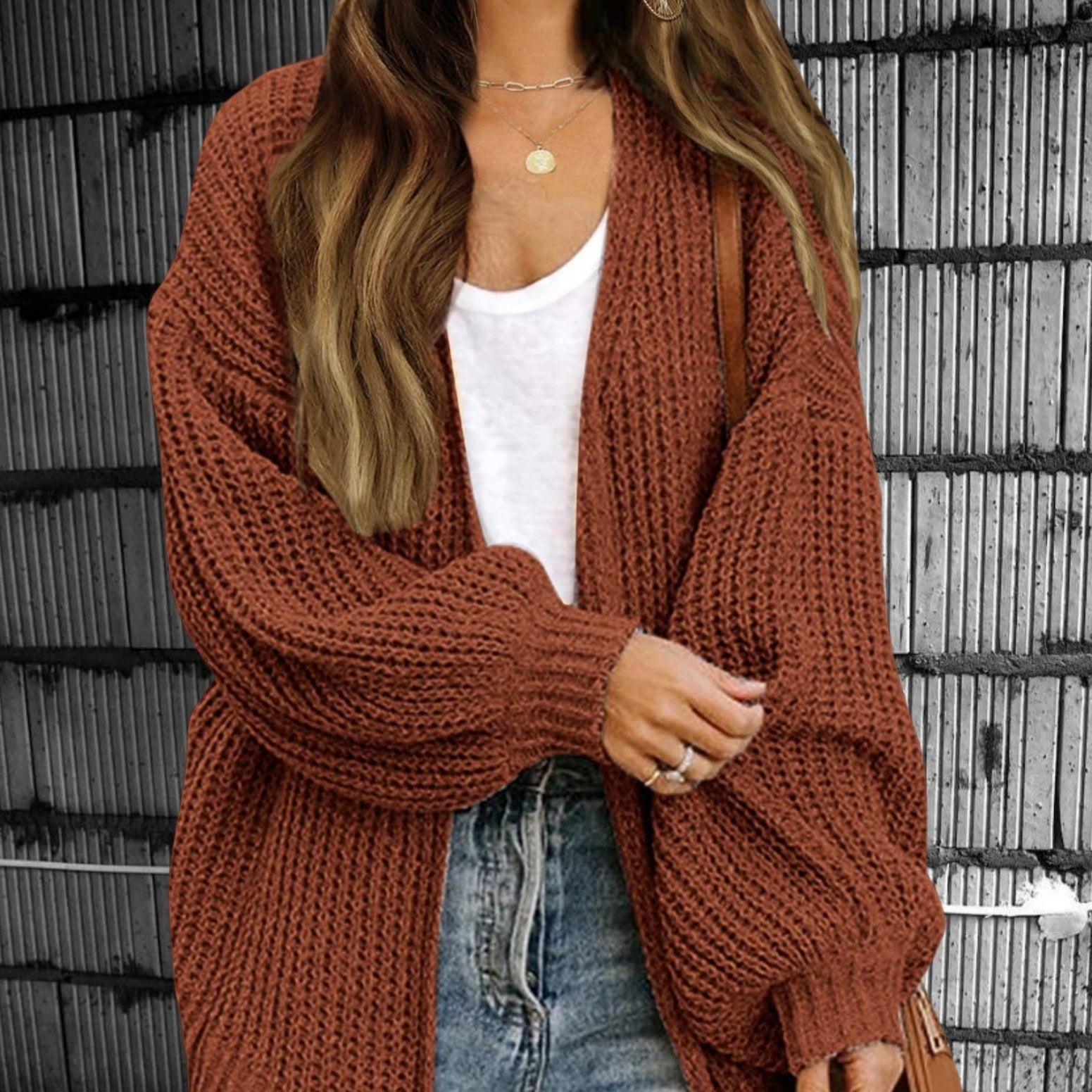 Damen - Strickjacke - Offene Vorderseite - Übergröße Stil - Modischer Begleiter für jeden Anlass