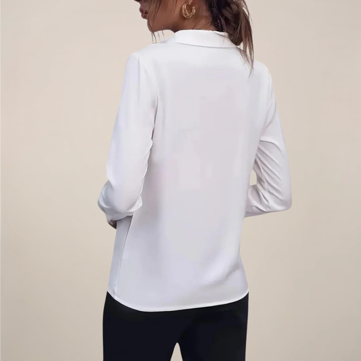 Damen - Langarmbluse - Klassischer Kragen - Unifarben - Elegante Mode für jeden Anlass