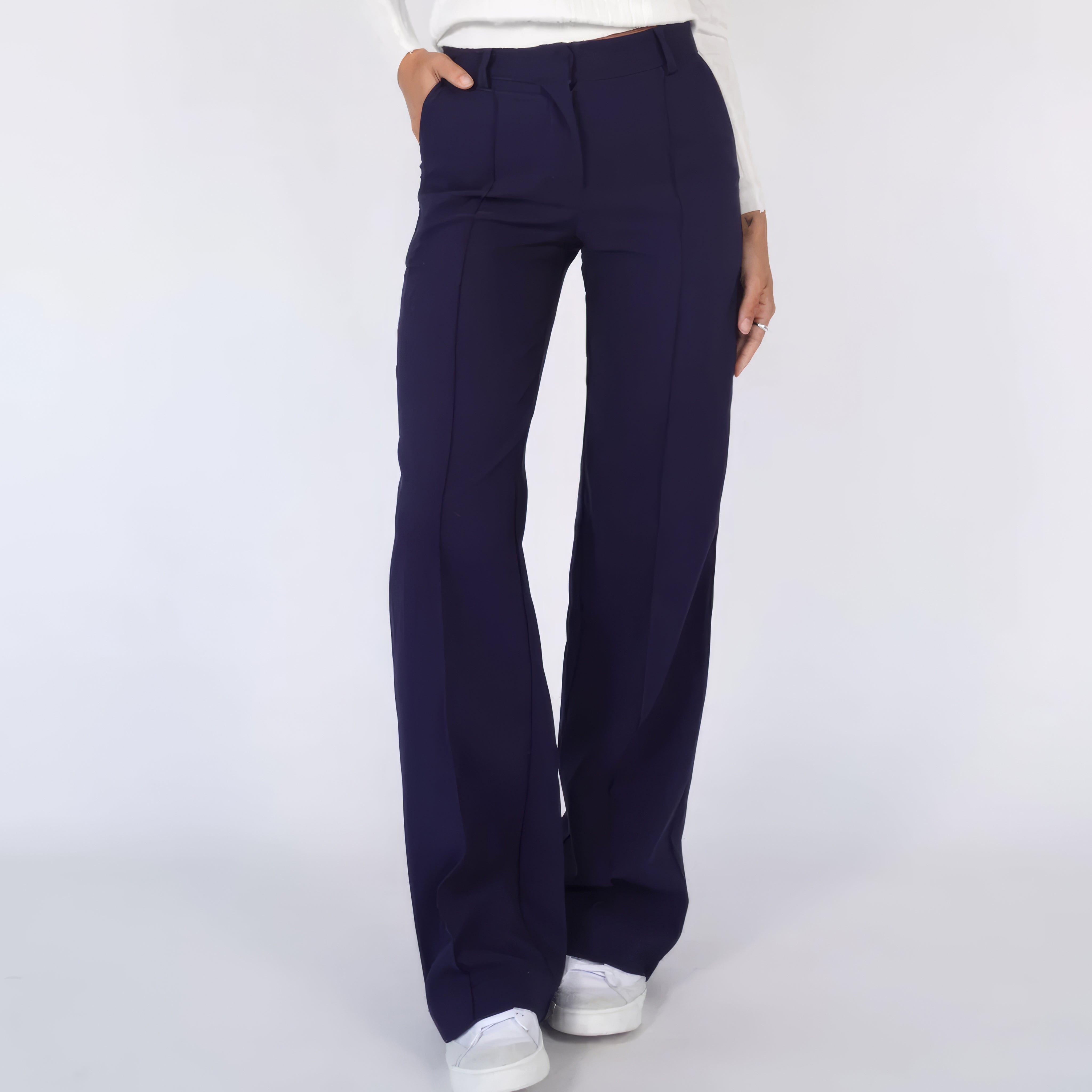 Damen - Hochtaillierte Hose - Gerades Bein - Stilvoll und Bequem - Perfekte Passform für jeden Anlass