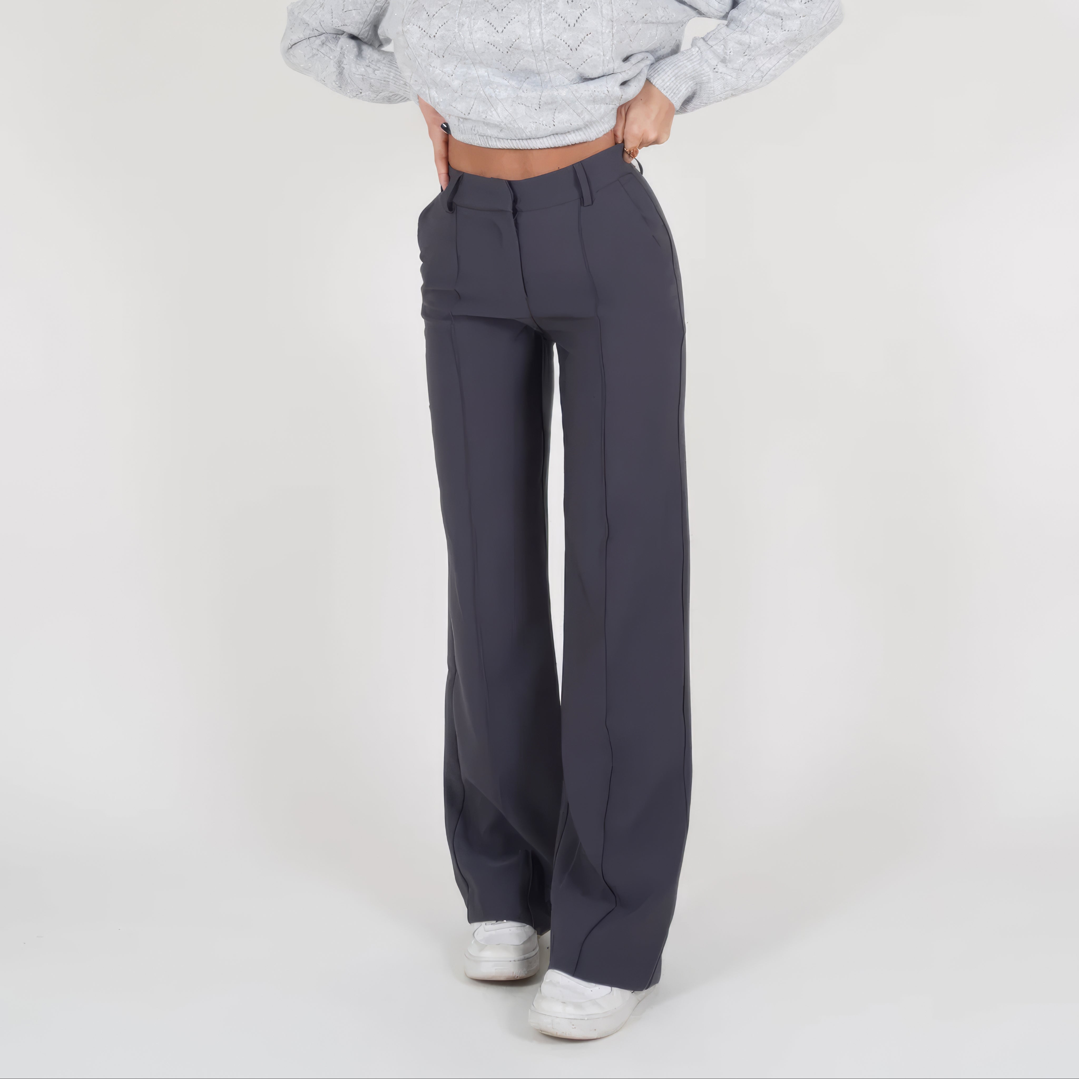 Damen - Hochtaillierte Hose - Gerades Bein - Stilvoll und Bequem - Perfekte Passform für jeden Anlass