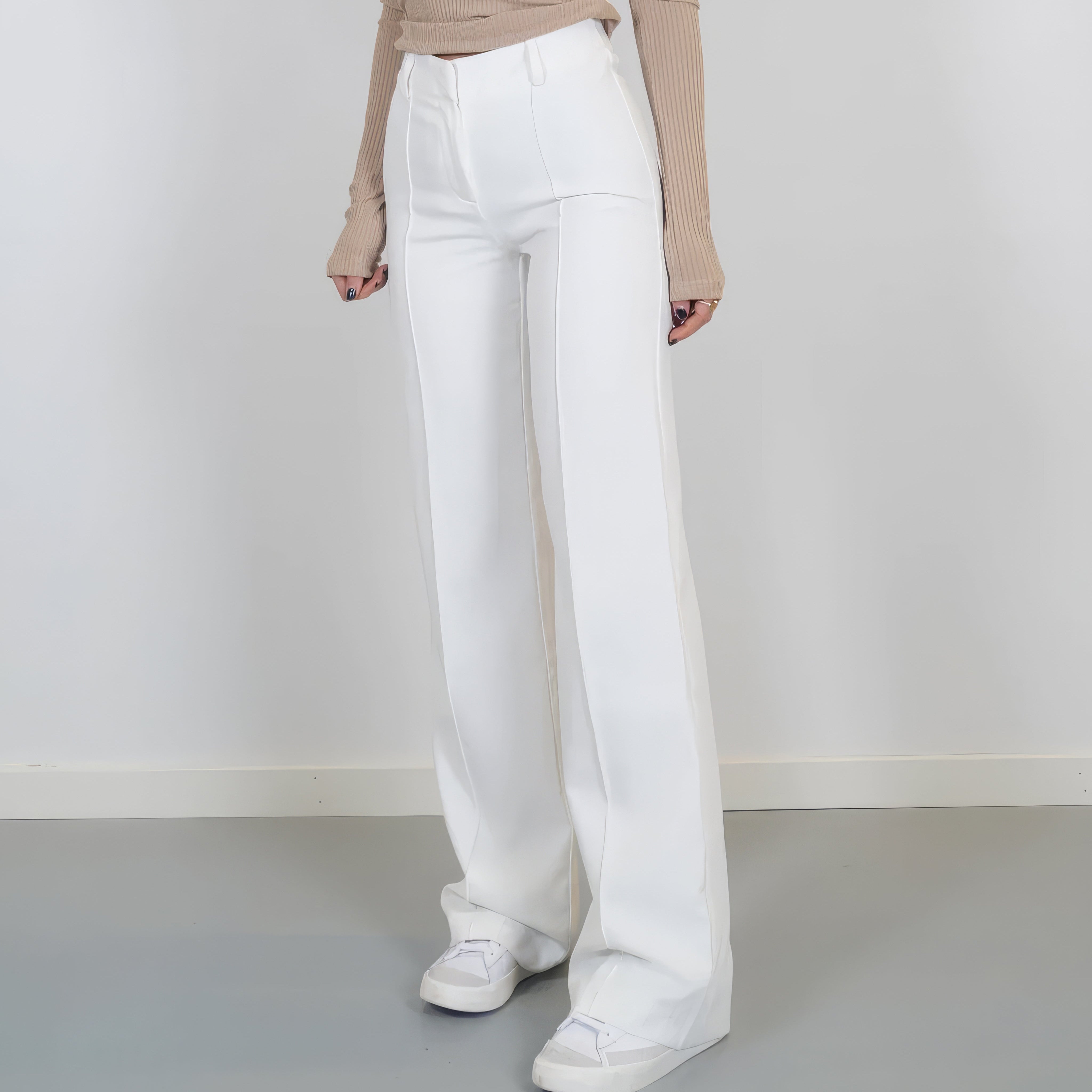 Damen - Hochtaillierte Hose - Gerades Bein - Stilvoll und Bequem - Perfekte Passform für jeden Anlass