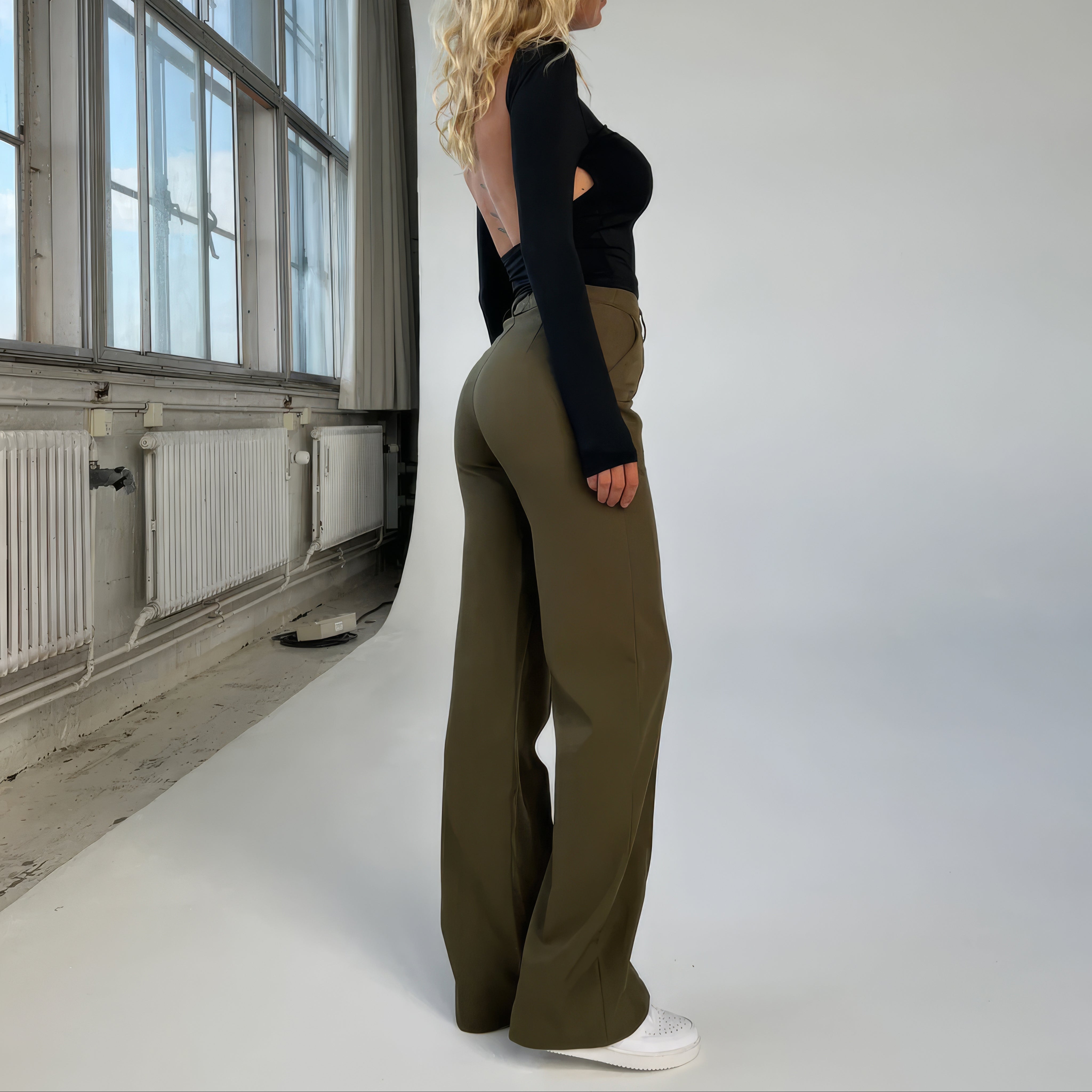Damen - Hochtaillierte Hose - Gerades Bein - Stilvoll und Bequem - Perfekte Passform für jeden Anlass