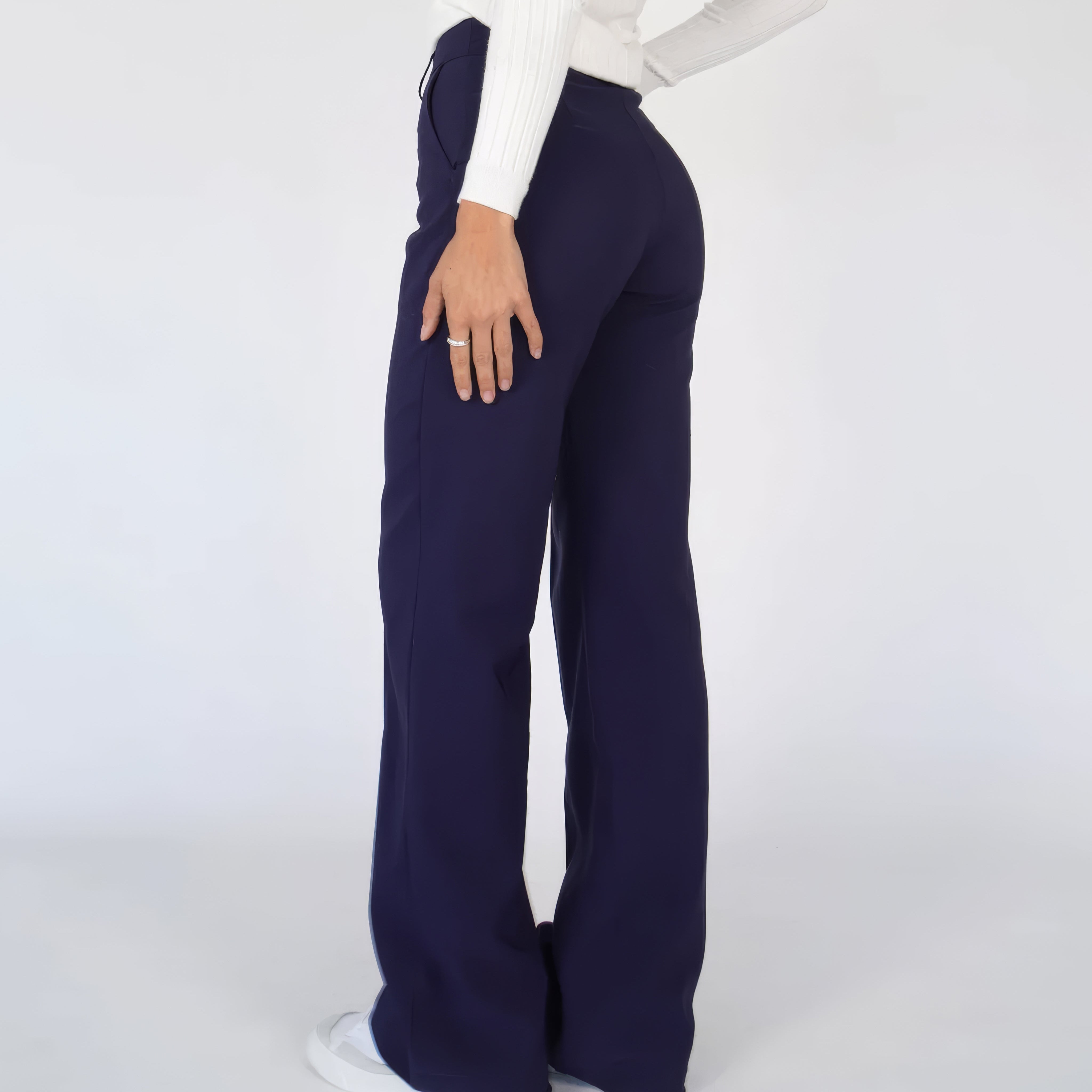 Damen - Hochtaillierte Hose - Gerades Bein - Stilvoll und Bequem - Perfekte Passform für jeden Anlass