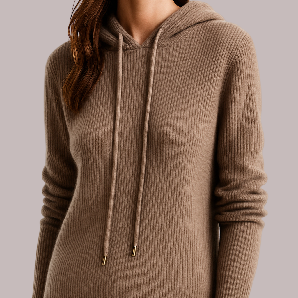 Damen - Kapuzenpullover - Entspannter Passform - Rippenstrick - Bequemer Stil für Freizeit und Alltag