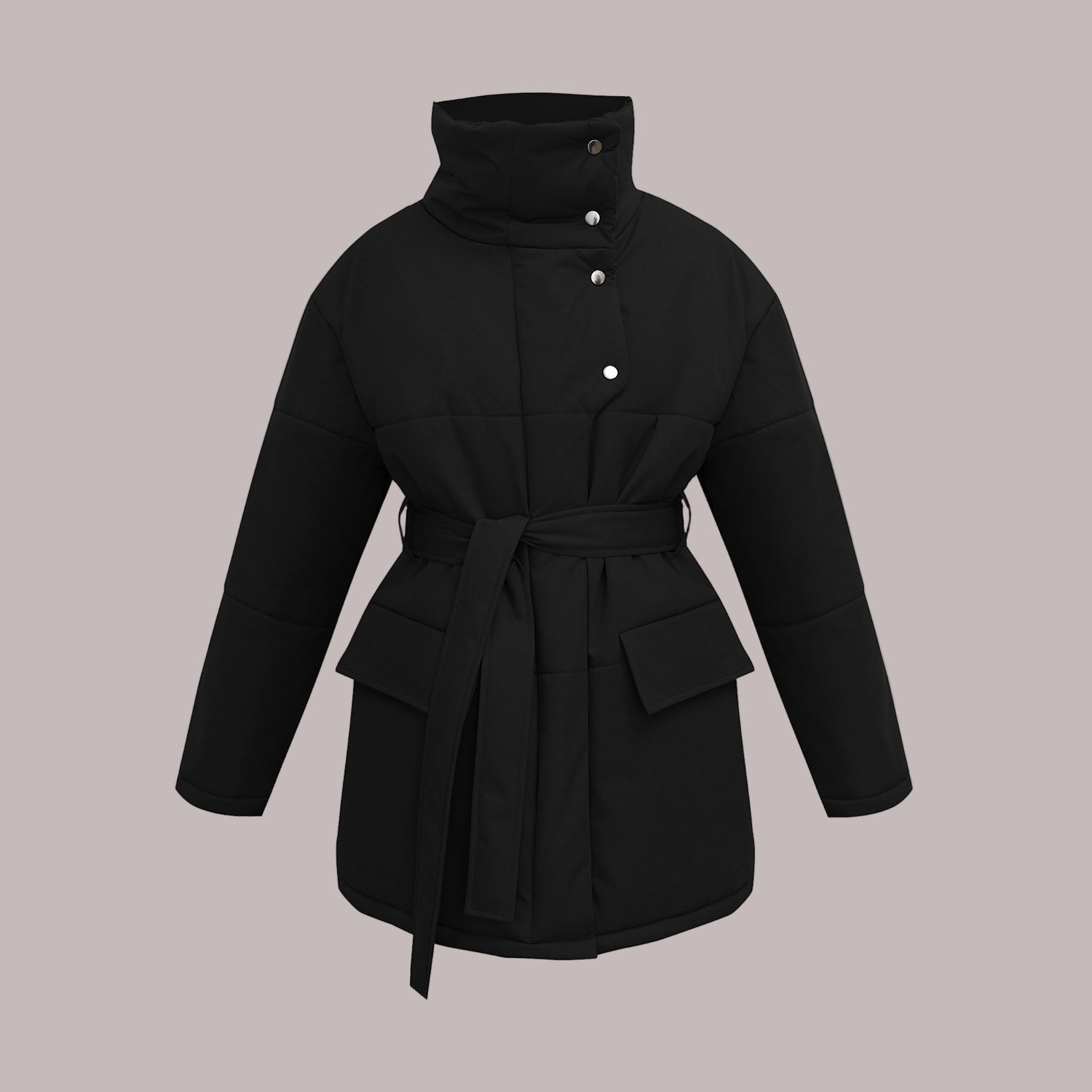 Damen - Gesteppte Baumwolljacke - Übergröße mit Gürtel - Stilvolle und Bequeme Outerwear für jede Gelegenheit