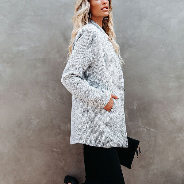 Damen - Hellgrauer Langer Mantel - Bequem und Stilvoll - Perfekt für den Alltag