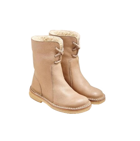 Damen - Faltbare Manschette Stiefelette - Leder - Mit Shearling gefüttert - Bequeme Winterstiefel